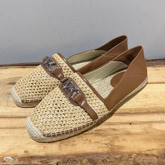 Michael Kors Ember Slip On Leather& Woven Espadrilles Size 10 A35 - Picture 5 of 13